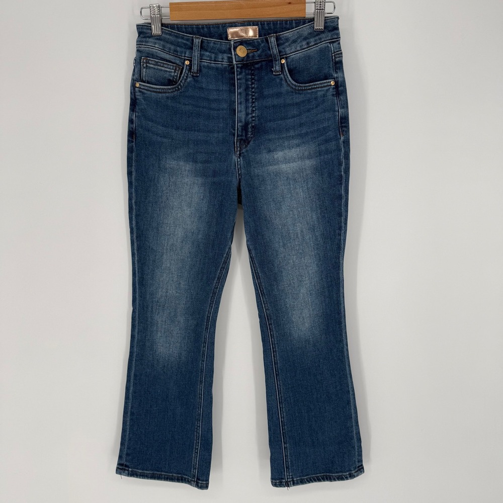 KUT FROM THE KLOTH KELSEY FAB AB‎ ANKLE FLARE SZ 0 PETITE DISTRESSED MEDIUM WASH